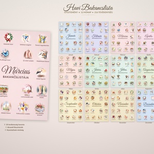 12 Hónapos Bakancslista Gyűjtemény - Nyomtatható A4 PNG - Akvarell Illusztrációk - otthon & életmód - papír, írószer - naptár & tervező - Meska.hu