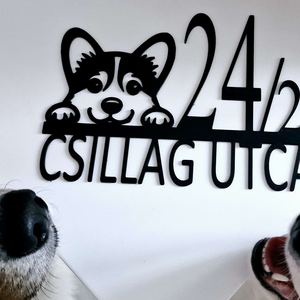 Egyedi corgis házszámtábla - kutyás és cicás házszám, kültéri UV-álló, kedvező áron - otthon & életmód - ház & kert - házszám - Meska.hu