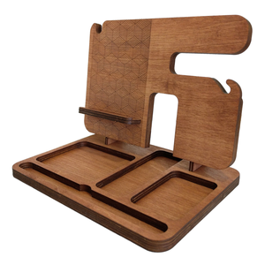 Asztali rendező geometriai mintával (kockák) - világosbarna / rusztikus dió színben - otthon & életmód - tárolás & rendszerezés - íróasztali tároló - Meska.hu