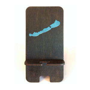 Prémium asztali telefontartó Balaton mintával, ébenfekete színben, Otthon & Életmód, Tárolás & Rendszerezés, Íróasztali tároló, Gravírozás, pirográfia, MESKA