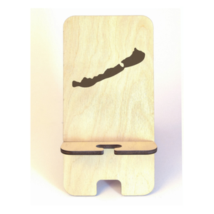 Asztali telefontartó Balaton mintával, natúr nyírfa színben, Otthon & Életmód, Tárolás & Rendszerezés, Íróasztali tároló, Gravírozás, pirográfia, MESKA