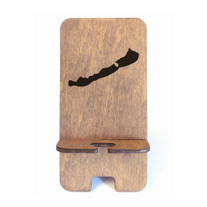 Asztali telefontartó Balaton mintával, rusztikus dió színben, Otthon & Életmód, Tárolás & Rendszerezés, Íróasztali tároló, Gravírozás, pirográfia, MESKA