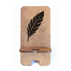 Asztali telefontartó Toll mintával, rusztikus dió színben - Meska.hu