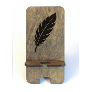 Asztali telefontartó Toll mintával, paliszander színben - Meska.hu