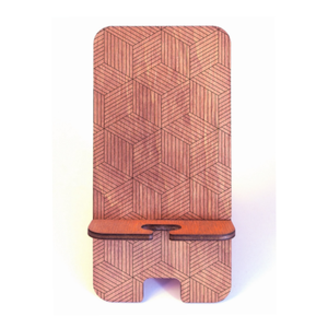 Asztali telefontartó geometriai mintával, vöröses mahagóni színben - Meska.hu