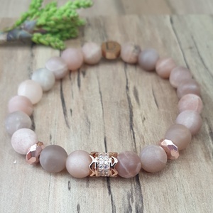Matt barna holdkő karkötő rose gold , Ékszer, Karkötő, Gyöngyös karkötő, Ékszerkészítés, Gyöngyfűzés, gyöngyhímzés, MESKA