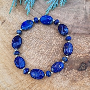 Deep Blue Lapis Lazuli karkötő - ékszer - karkötő - gyöngyös karkötő - Meska.hu
