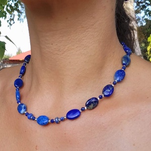 Deep Blue Lapis Lazuli karkötő - ékszer - nyaklánc - gyöngyös nyaklánc - Meska.hu