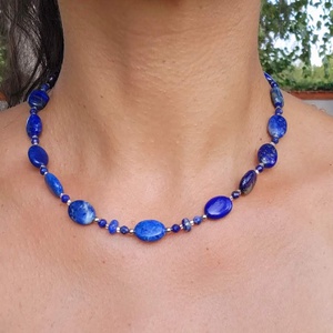 Deep Blue Lapis Lazuli karkötő - ékszer - nyaklánc - gyöngyös nyaklánc - Meska.hu