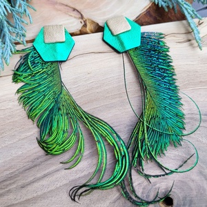 Green Peacock Toll Fülbevaló - ékszer - fülbevaló - lógó fülbevaló - Meska.hu