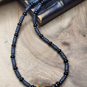 Férfi lávakő-ónix-tigrisszem nyaklánc - ékszer - nyaklánc - gyöngyös nyaklánc - Meska.hu