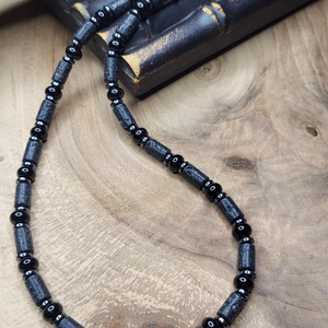 Férfi lávakő-ónix-tigrisszem nyaklánc - ékszer - nyaklánc - gyöngyös nyaklánc - Meska.hu