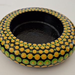 Zöld-sárga mandala mécsestartó - otthon & életmód - gyertya, illat, aroma - mécses és mécsestartó - Meska.hu