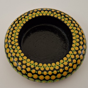 Zöld-sárga mandala mécsestartó - otthon & életmód - gyertya, illat, aroma - mécses és mécsestartó - Meska.hu