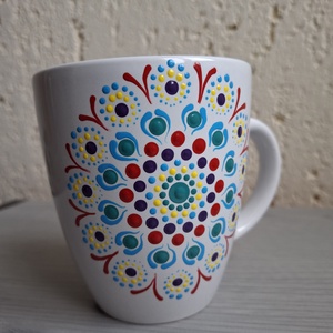 Pontfestett mandala bögre színes - Meska.hu