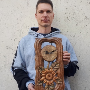 napraforgóóra virágóra virágajándék virágfaragás favirág virágszobor óra faóra falióra virágdekoráció növényóra  - otthon & életmód - dekoráció - fali és függő dekoráció - falióra & óra - Meska.hu