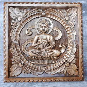 buddhakép buddhaszobor keletifaragás fafaragás zenkép faragott dísz feng shui zenbuddha tibetikép tibetidísz indiaidísz, Otthon & Életmód, Dekoráció, Kép & Falikép, Fából készült kép, , MESKA