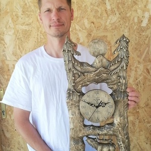 szarvasóra vadászóra vadászajándék óra faóra falióra esküvőiajándék faragottóra egyedióra - otthon & életmód - dekoráció - fali és függő dekoráció - falióra & óra - Meska.hu