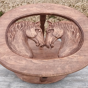 dohányzóasztal lovasbútor lovasasztal lovasfaragás lovasajándék asztal faasztal lovas dohányzóasztal lovastermék  - otthon & életmód - bútor - asztal - Meska.hu