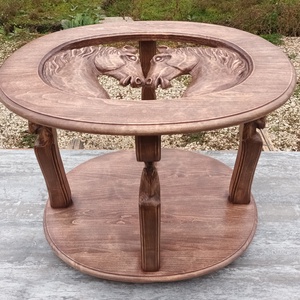 dohányzóasztal lovasbútor lovasasztal lovasfaragás lovasajándék asztal faasztal lovas dohányzóasztal lovastermék , Otthon & Életmód, Bútor, Asztal, Famegmunkálás, MESKA