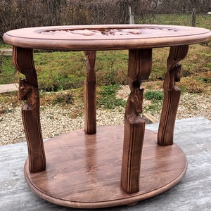 dohányzóasztal lovasbútor lovasasztal lovasfaragás lovasajándék asztal faasztal lovas dohányzóasztal lovastermék  - otthon & életmód - bútor - asztal - Meska.hu