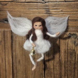 Nemez angyal csengettyűvel - otthon & életmód - dekoráció - fali és függő dekoráció - függődísz - Meska.hu
