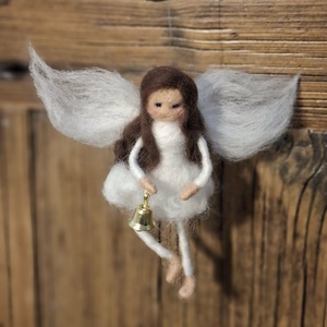 Nemez angyal csengettyűvel - otthon & életmód - dekoráció - fali és függő dekoráció - függődísz - Meska.hu
