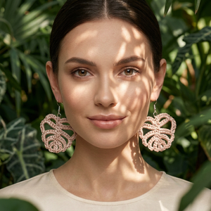 Monstera Elegance � Kézzel horgolt monstera levél fülbevaló (Soft Copper), Ékszer, Fülbevaló, Lógó fülbevaló, Horgolás, MESKA