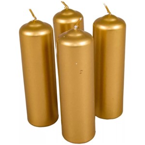 Metál henger gyertya szett 40x140mm - arany, Kellékek & szerszámok, Dekorációs gyertya, Dekorációs kellékek, , MESKA