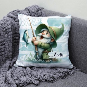 Névvel kérhető - Horgász manó és a nagy fogás mintás párna - otthon & életmód - lakástextil - párna & párnahuzat - díszpárna (belsővel együtt) - Meska.hu
