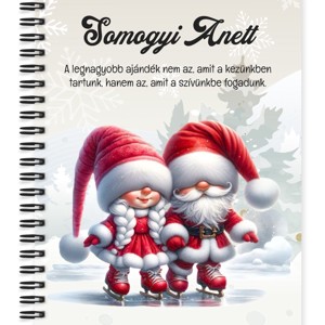 Személyre szabható - Korcsolyázó karácsonyi manók mintás A6-os füzet, Otthon & Életmód, Papír, írószer, Jegyzetfüzet & Napló, , MESKA