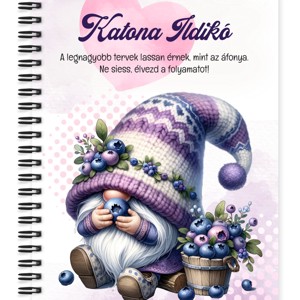 Személyre szabható - Nyami Áfonyás manó mintás A6-os füzet, Otthon & Életmód, Papír, írószer, Jegyzetfüzet & Napló, , MESKA