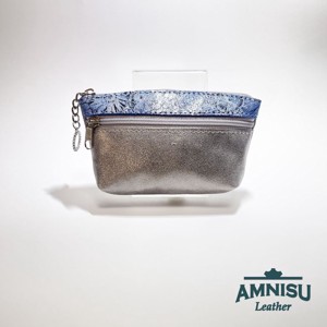 Ezüst - kék virág mintás kettő cipzáras kulcstartó B1004 - táska & tok - kulcstartó & táskadísz - kulcstartó - Meska.hu