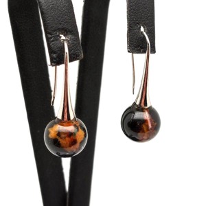 Fülbevaló golyó sardonyx kis kürt lógós 10-11mm, Ékszer, Fülbevaló, Lógó fülbevaló, , MESKA