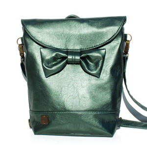 SuziartBag Fényes zöld masnis kisméretű 2in1 hátizsák, Táska & Tok, Kézitáska & válltáska, Válltáska, , MESKA