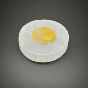 Szelenit korong yin yang életvirág arany 6 cm - Meska.hu
