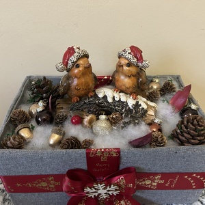 Karácsonyi madárkás asztali dísz - karácsony - karácsonyi lakásdekoráció - karácsonyi lakásdíszek - Meska.hu