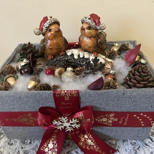 Karácsonyi madárkás asztali dísz - karácsony - karácsonyi lakásdekoráció - karácsonyi lakásdíszek - Meska.hu