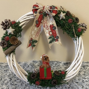 Karácsonyi kutyusos kopogtató - karácsony - karácsonyi lakásdekoráció - karácsonyi lakásdíszek - Meska.hu