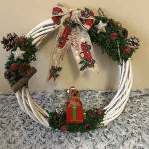 Karácsonyi kutyusos kopogtató - karácsony - karácsonyi lakásdekoráció - karácsonyi lakásdíszek - Meska.hu