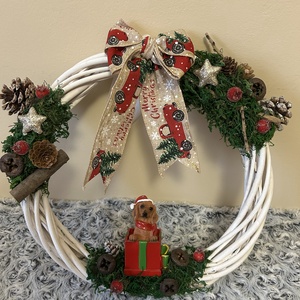 Karácsonyi kutyusos kopogtató - karácsony - karácsonyi lakásdekoráció - karácsonyi lakásdíszek - Meska.hu