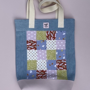 Válltáska madars patchwork betéttel - farmer/rózsaszín - táska & tok - kézitáska & válltáska - válltáska - Meska.hu