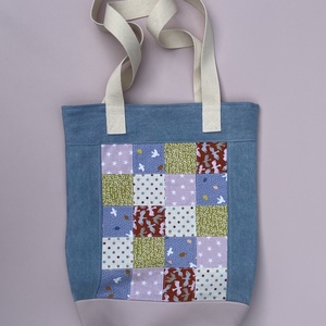 Válltáska madars patchwork betéttel - farmer/rózsaszín - táska & tok - kézitáska & válltáska - válltáska - Meska.hu