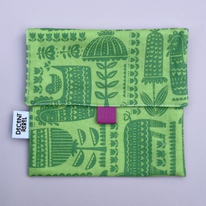 Uzsonnás tasak - zöld állatmintás/sötét rózsaszín, Táska & Tok, Uzsonna- & Ebéd tartó, Szendvics csomagoló, Varrás, MESKA