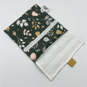 Uzsonnás tasak - őszies gyümölcsös- zöld/okker - táska & tok - uzsonna- & ebéd tartó - szendvics csomagoló - Meska.hu