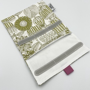 Uzsonnás tasak - fehér-zöld nagy virág mintás/magenta - táska & tok - uzsonna- & ebéd tartó - szendvics csomagoló - Meska.hu