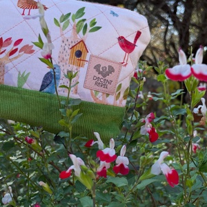 Steppelt, madaras pipere táska - narancs/fűzöld kord, Táska & Tok, Neszesszer, Varrás, MESKA