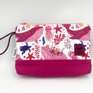 Rózsaszín, steppelt, bálnás pipere táska magenta korddal - táska & tok - neszesszer - Meska.hu