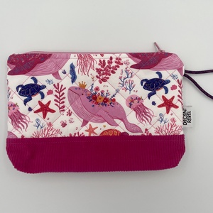 Rózsaszín, steppelt, bálnás pipere táska magenta korddal - táska & tok - neszesszer - Meska.hu