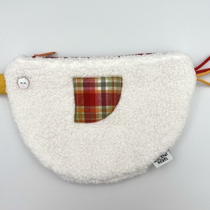 Kacsa haver pipere táska - fehér buklé/kockás, sárga csőr - táska & tok - neszesszer - Meska.hu